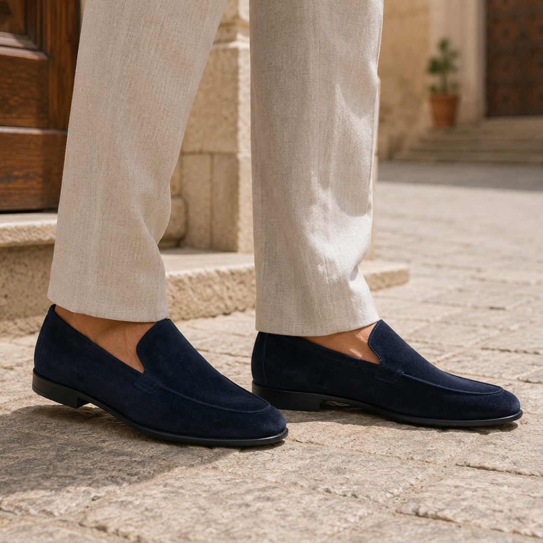 Mocassino con suola morbida in gomma - Blu