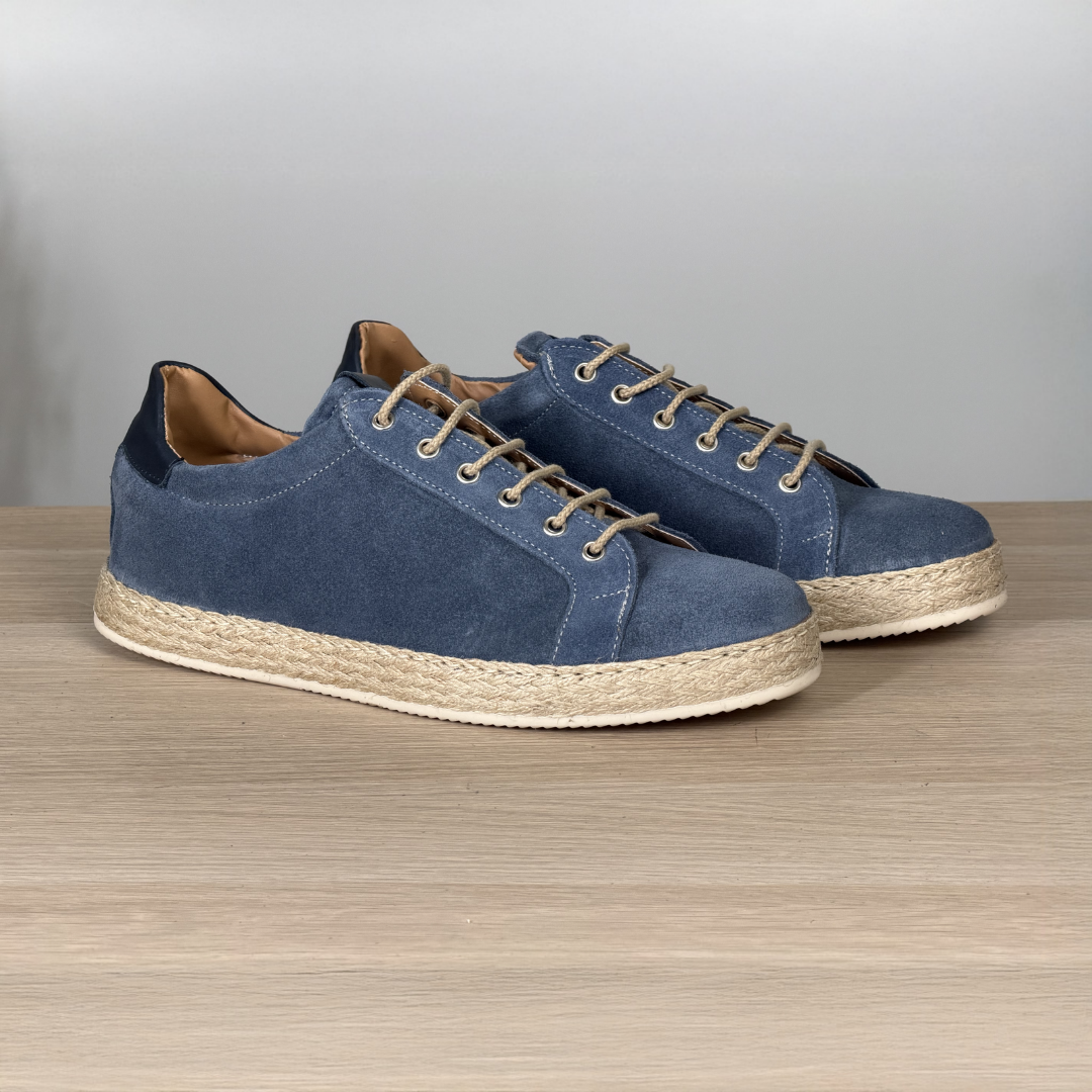 Sneakers in camoscio con fondo in corda - Jeans