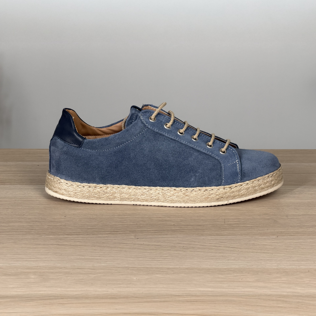 Sneakers in camoscio con fondo in corda - Jeans