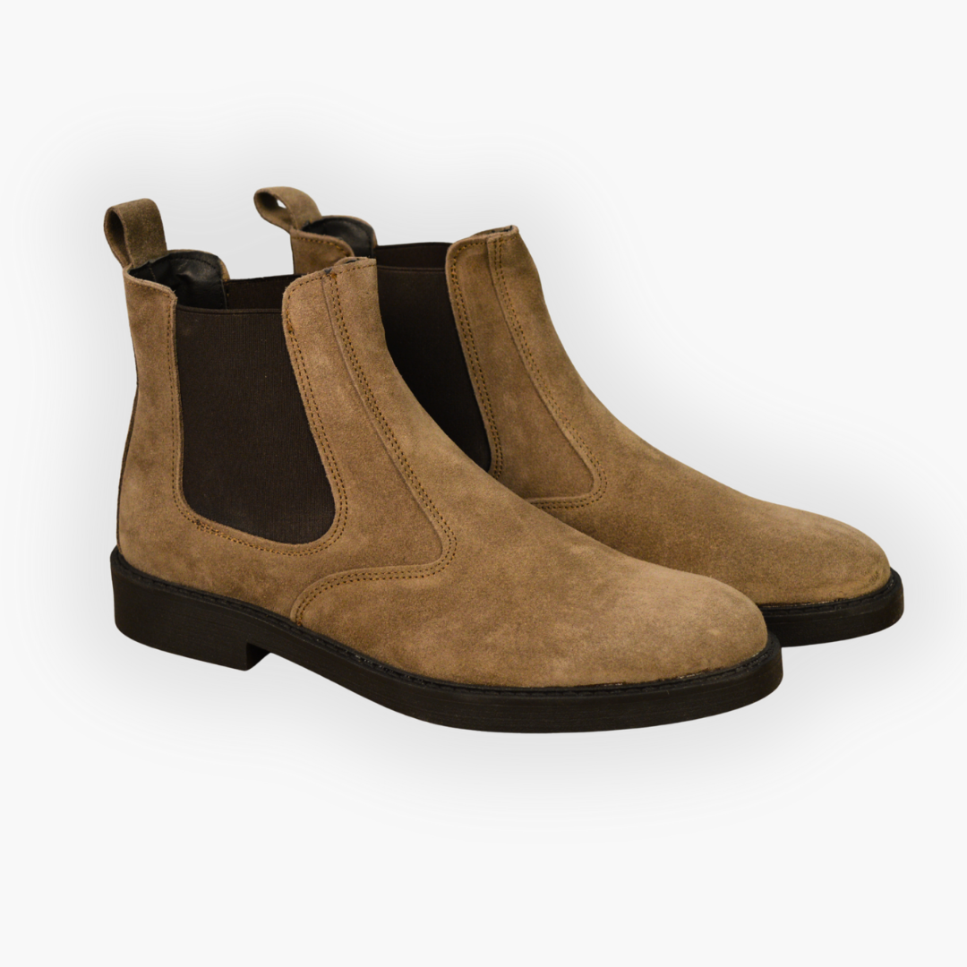 Stivaletto Chelsea in pelle di vitello scamosciata - Tortora