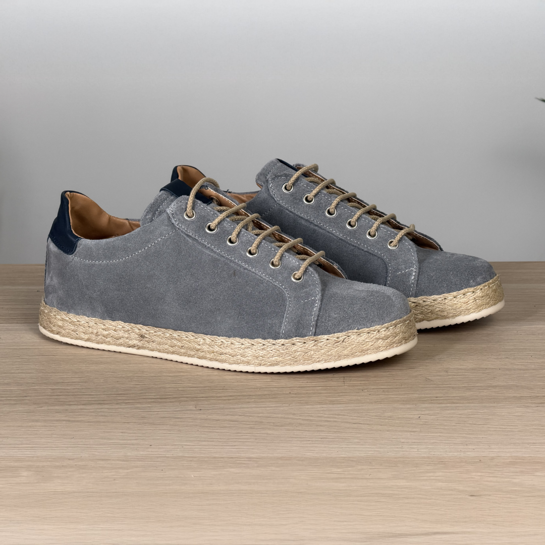 Sneakers in camoscio con fondo in corda - Ghiaccio