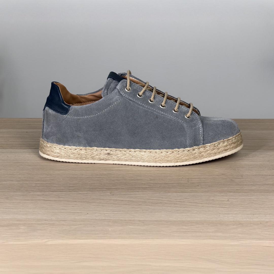 Sneakers in camoscio con fondo in corda - Ghiaccio