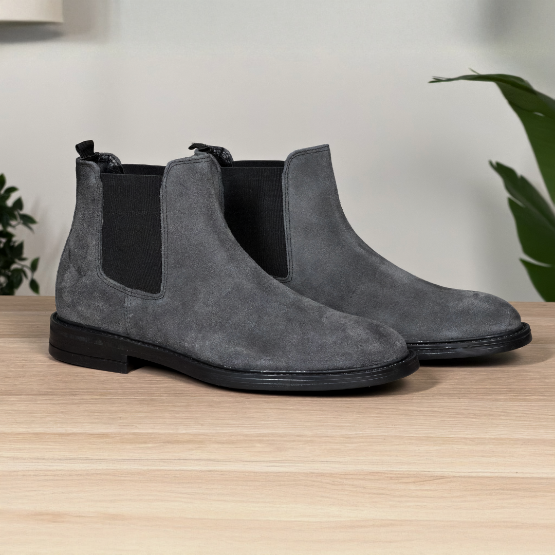 Stivaletto Chelsea in pelle di vitello scamosciata - Grigio