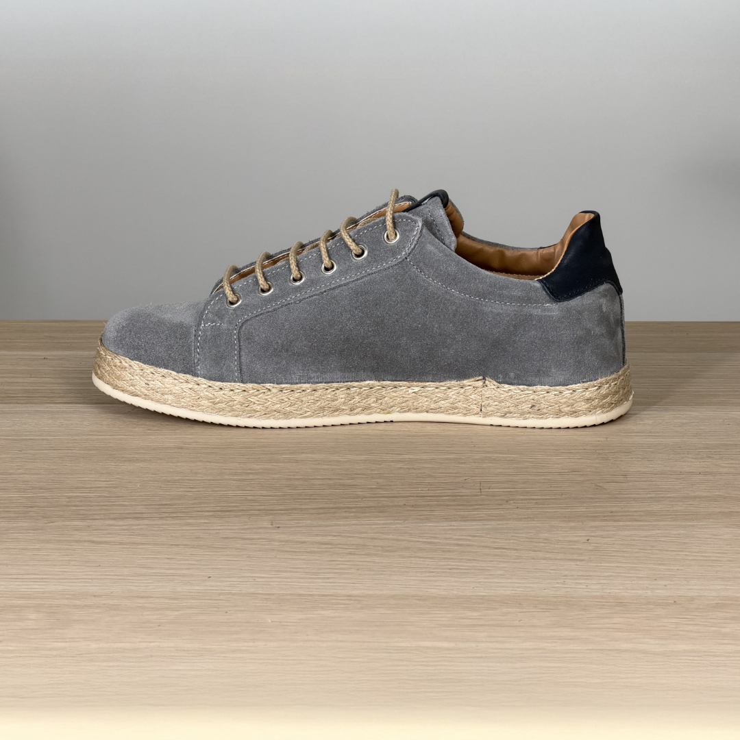 Sneakers in camoscio con fondo in corda - Ghiaccio