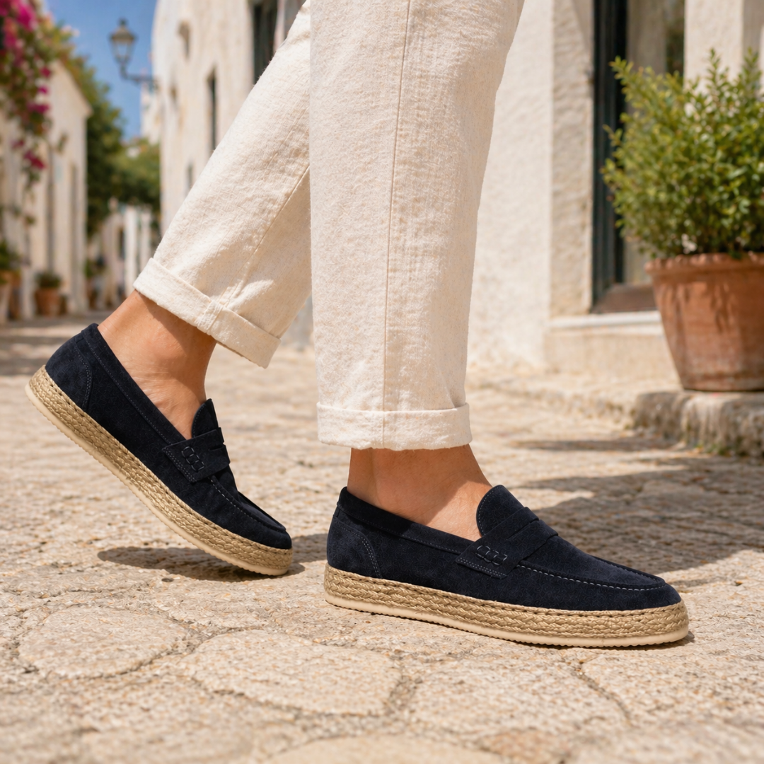 Espadrillas con bendina in camoscio - Blu