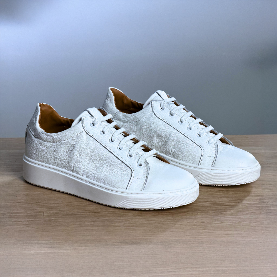 Sneakers in pelle martellata - Bianco