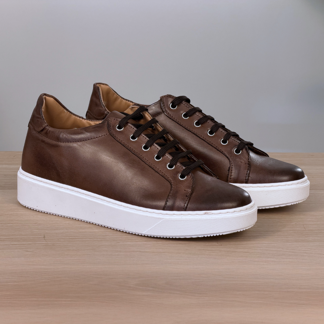 Sneakers in pelle di vitello - Testa di moro
