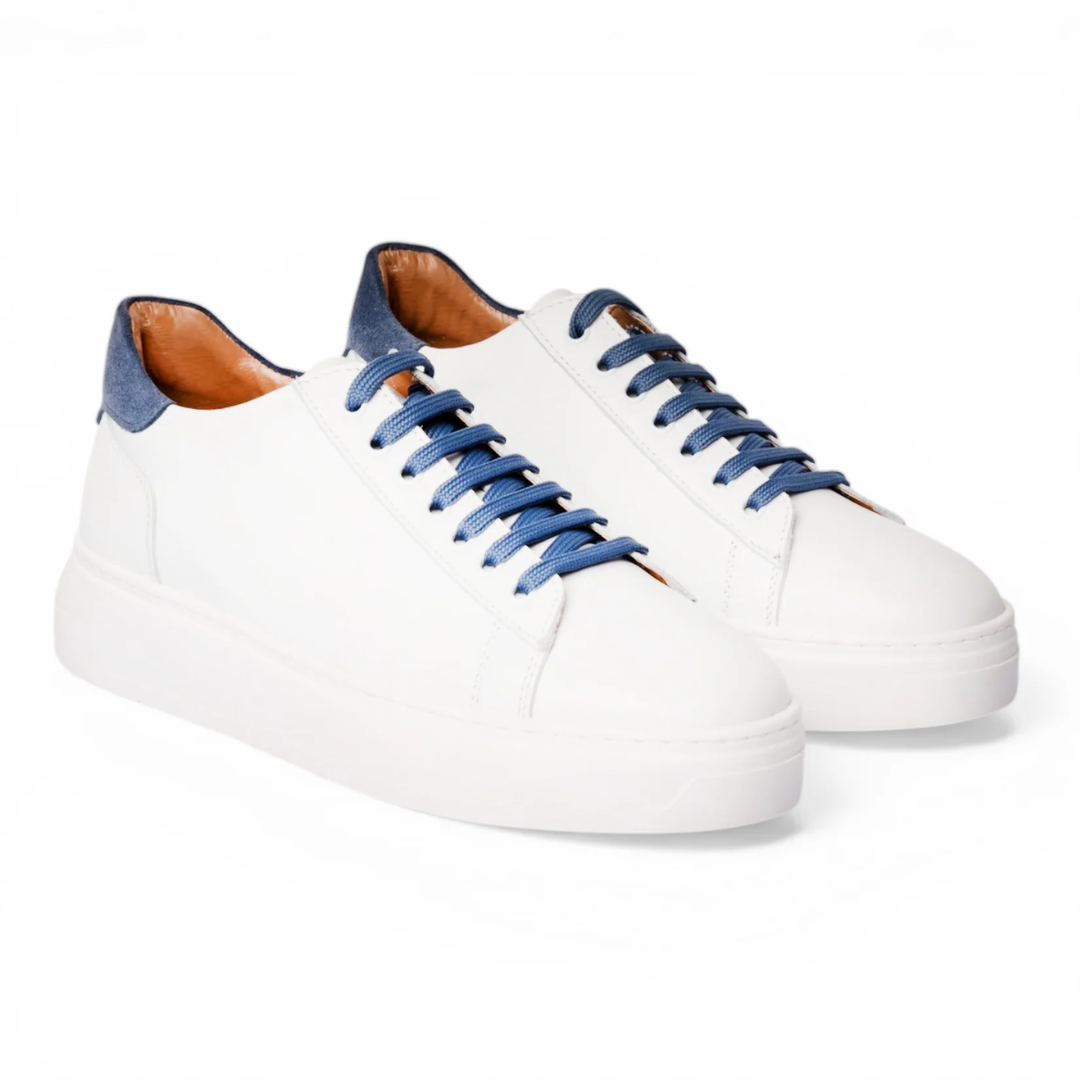 Sneakers in pelle bicolore - Bianco/Jeans