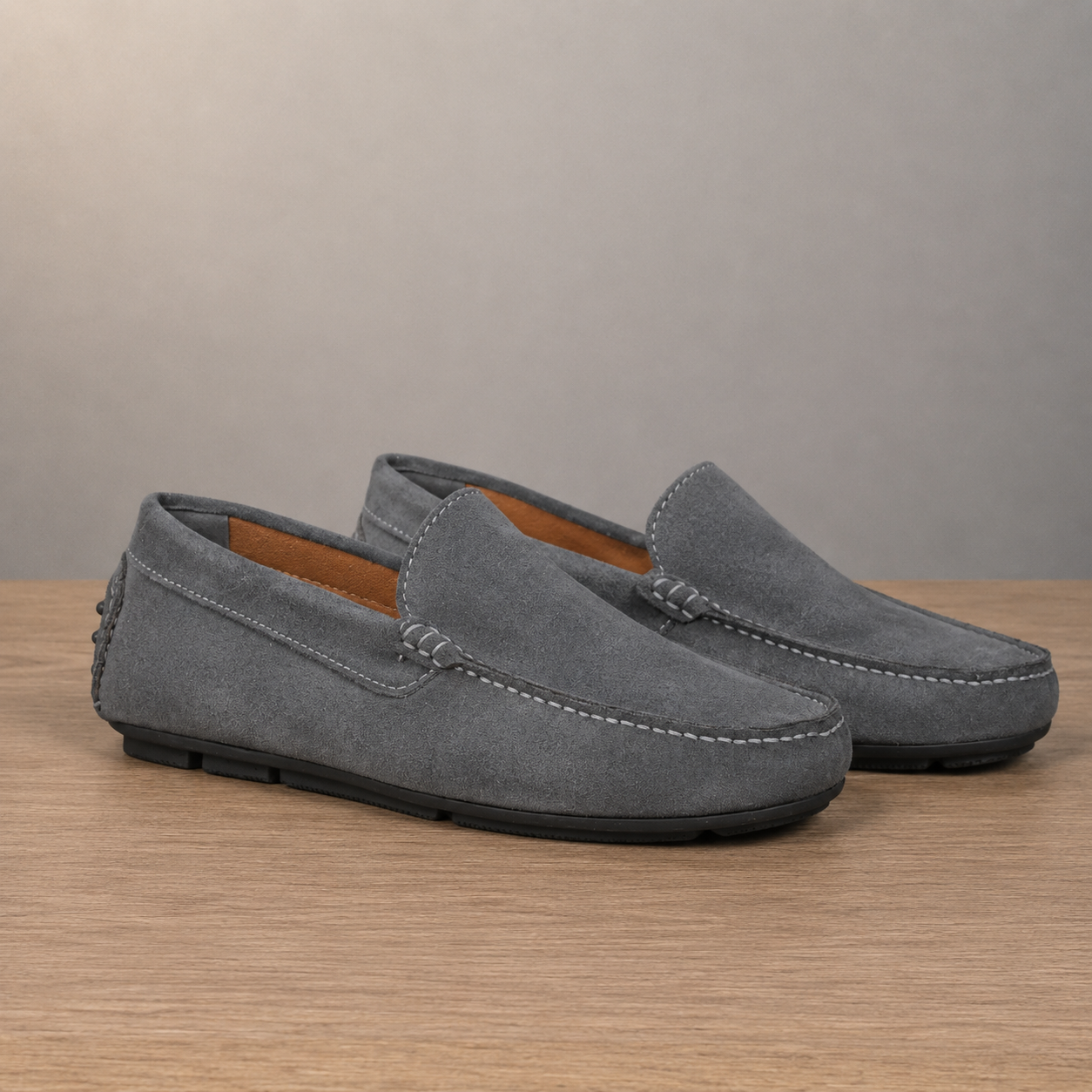 Mocassino con gommini - Camoscio Grigio