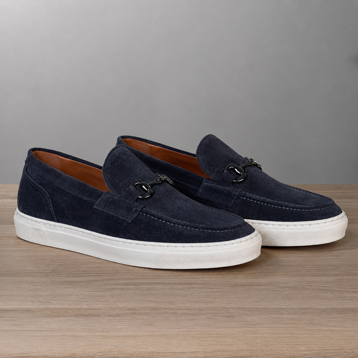 Mocassino con morso di cavallo - Camoscio blu
