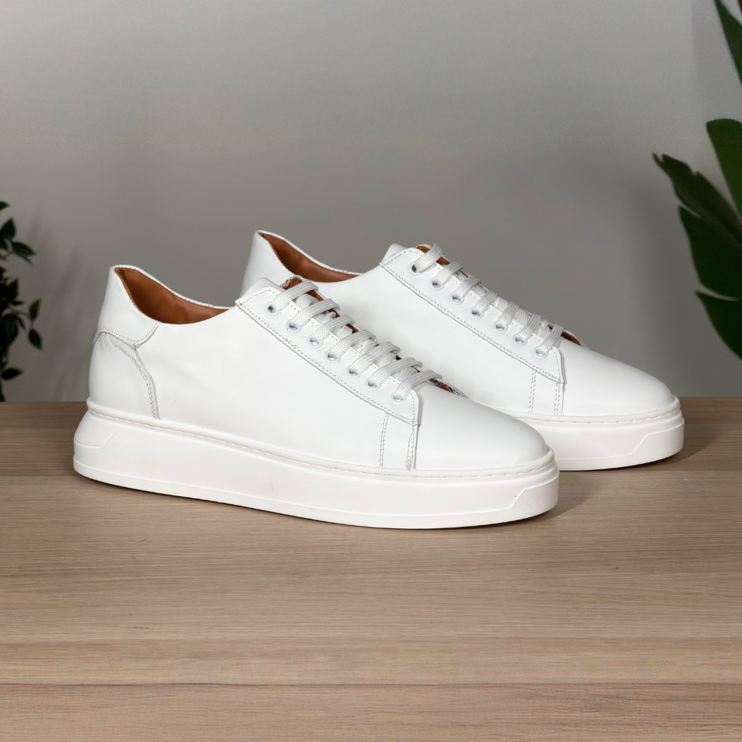 Sneakers in pelle liscia - Bianco