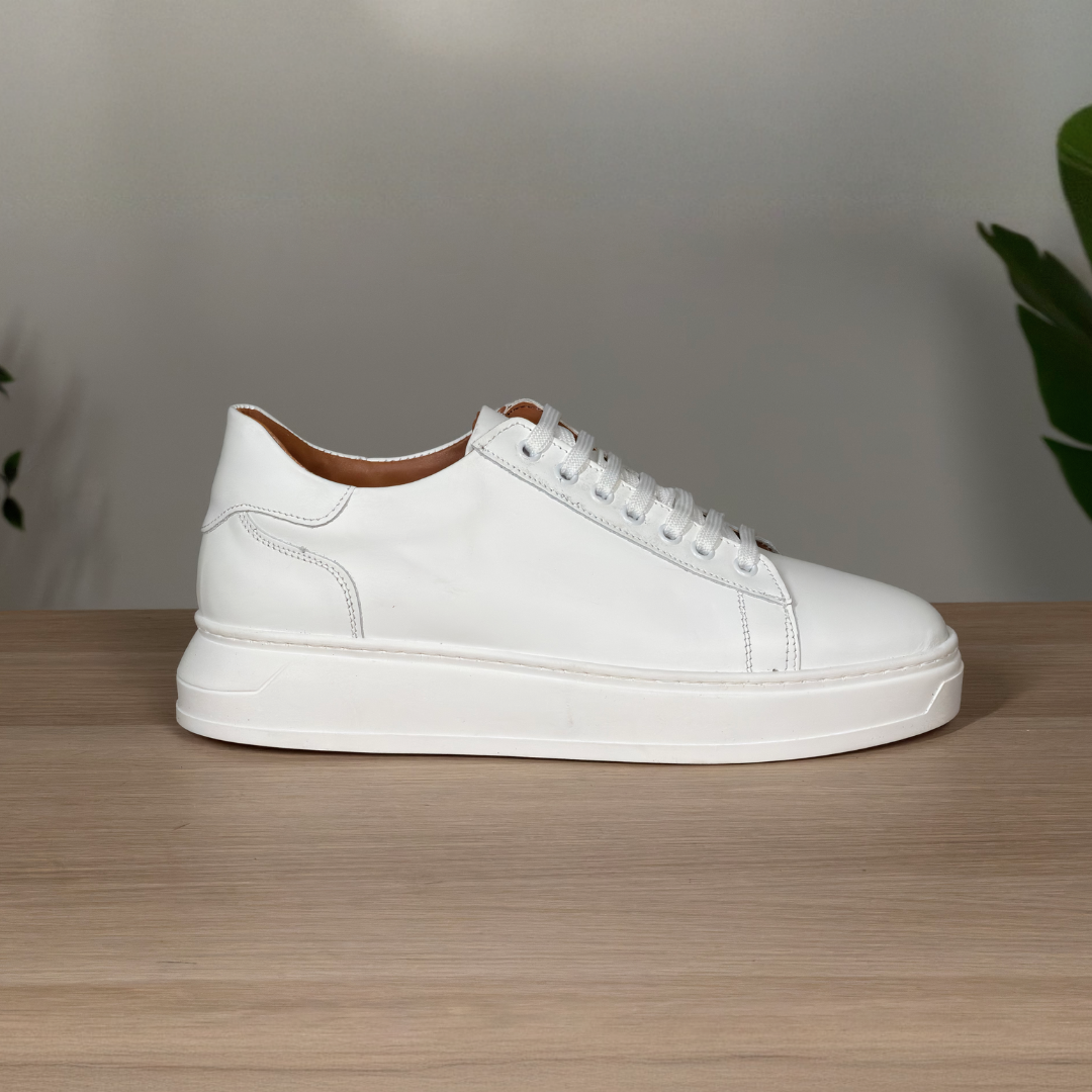 Sneakers in pelle liscia - Bianco