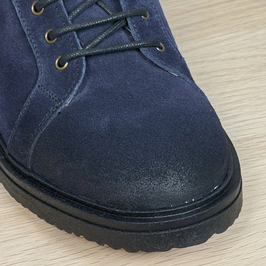 Stivali stringati stile paracadutista in pelle scamosciata - Blu