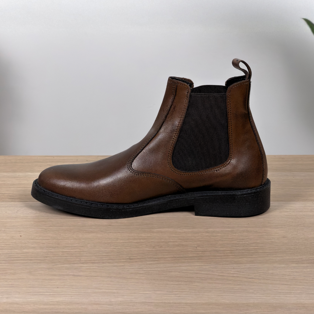 Stivaletto Chelsea in pelle di vitello liscia - Marrone