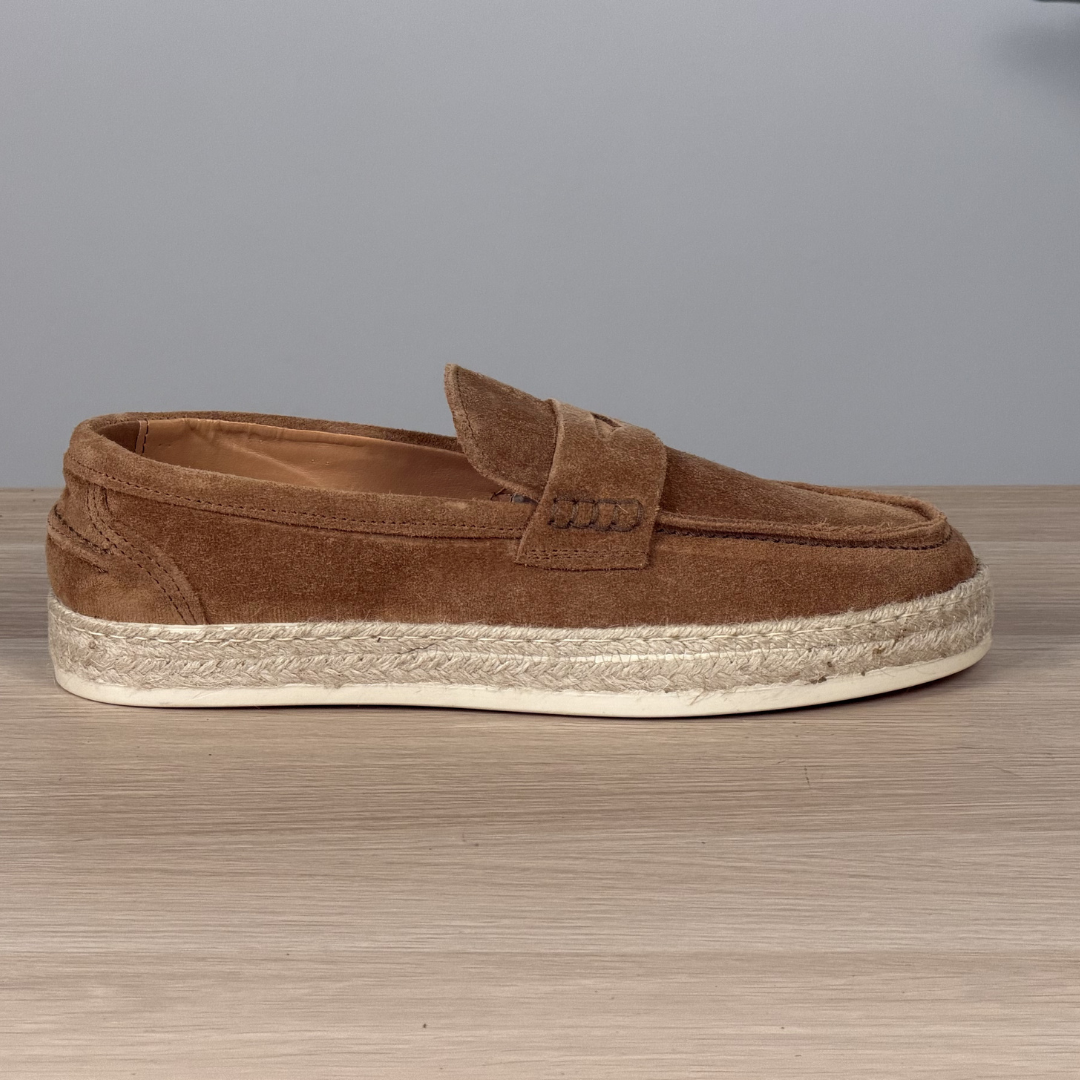 Espadrillas con bendina in camoscio - Cuoio