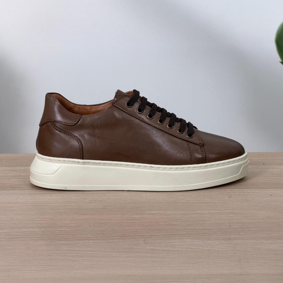 Sneakers in pelle di vitello - Testa di moro