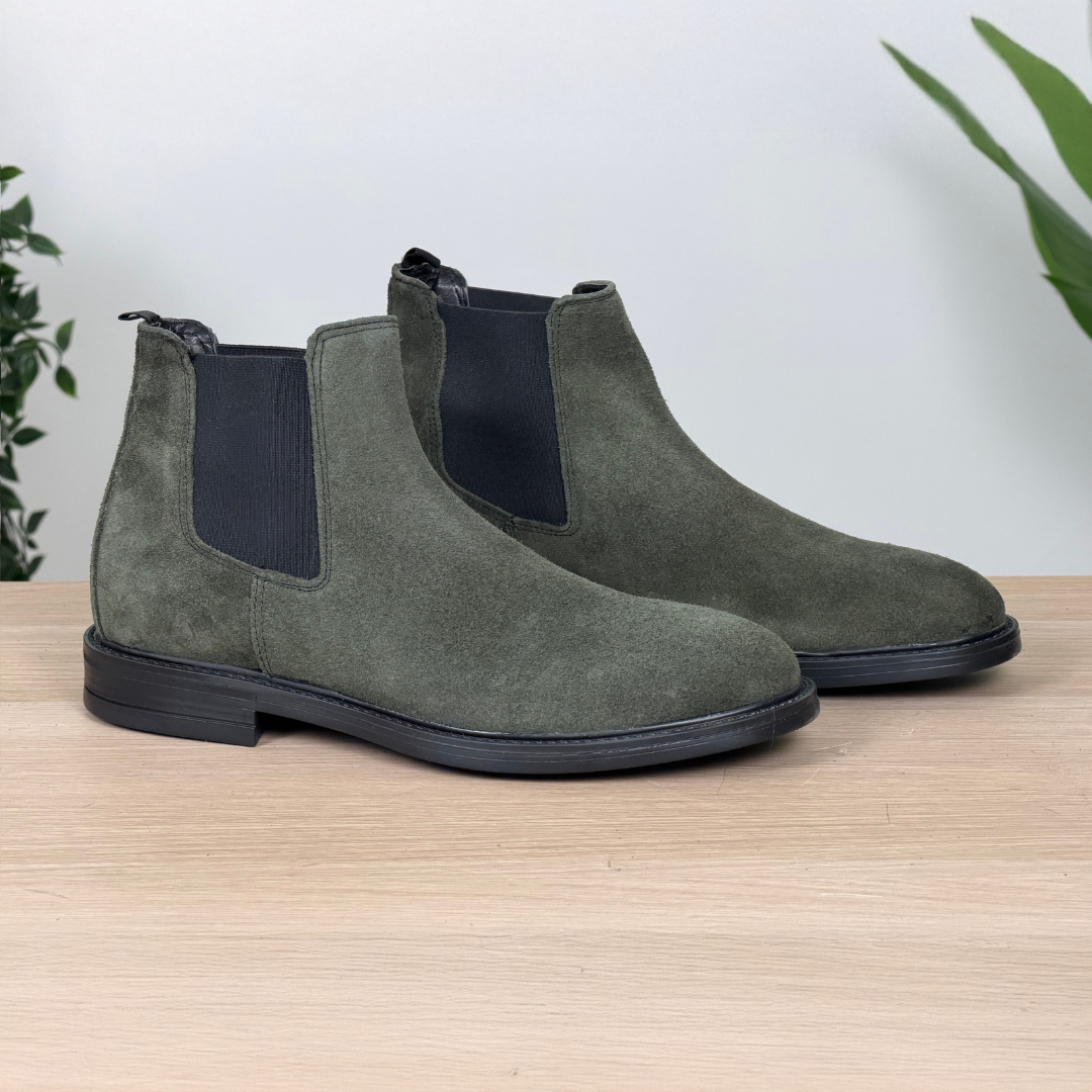 Stivaletto Chelsea in pelle di vitello scamosciata - Verde
