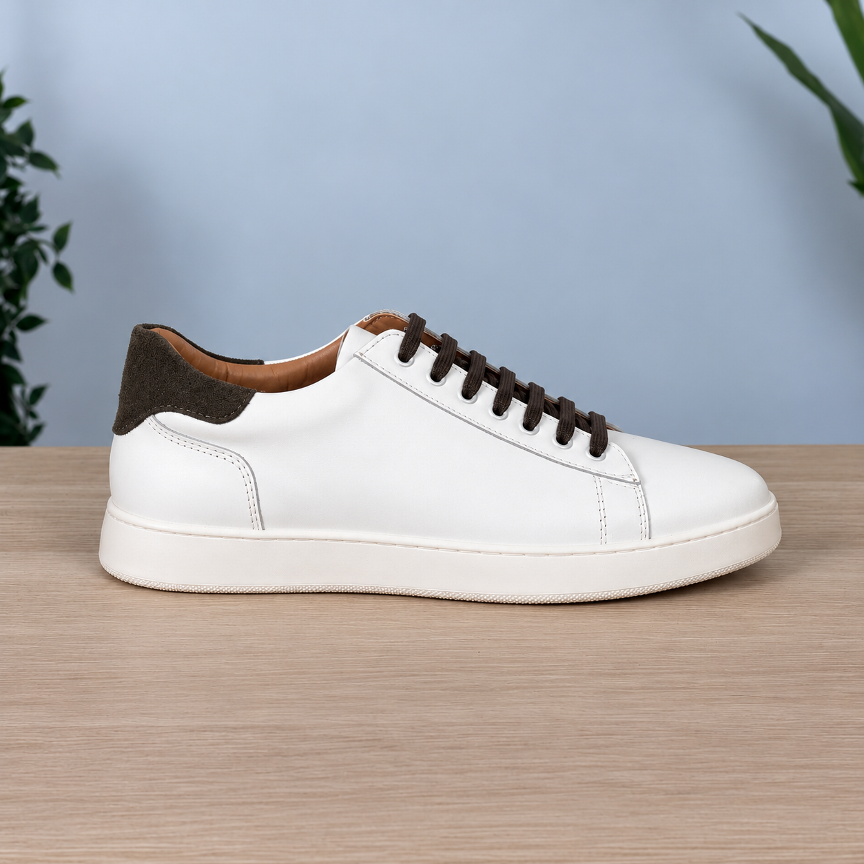 Sneakers in pelle bicolore suola bassa - Bianco/Verde