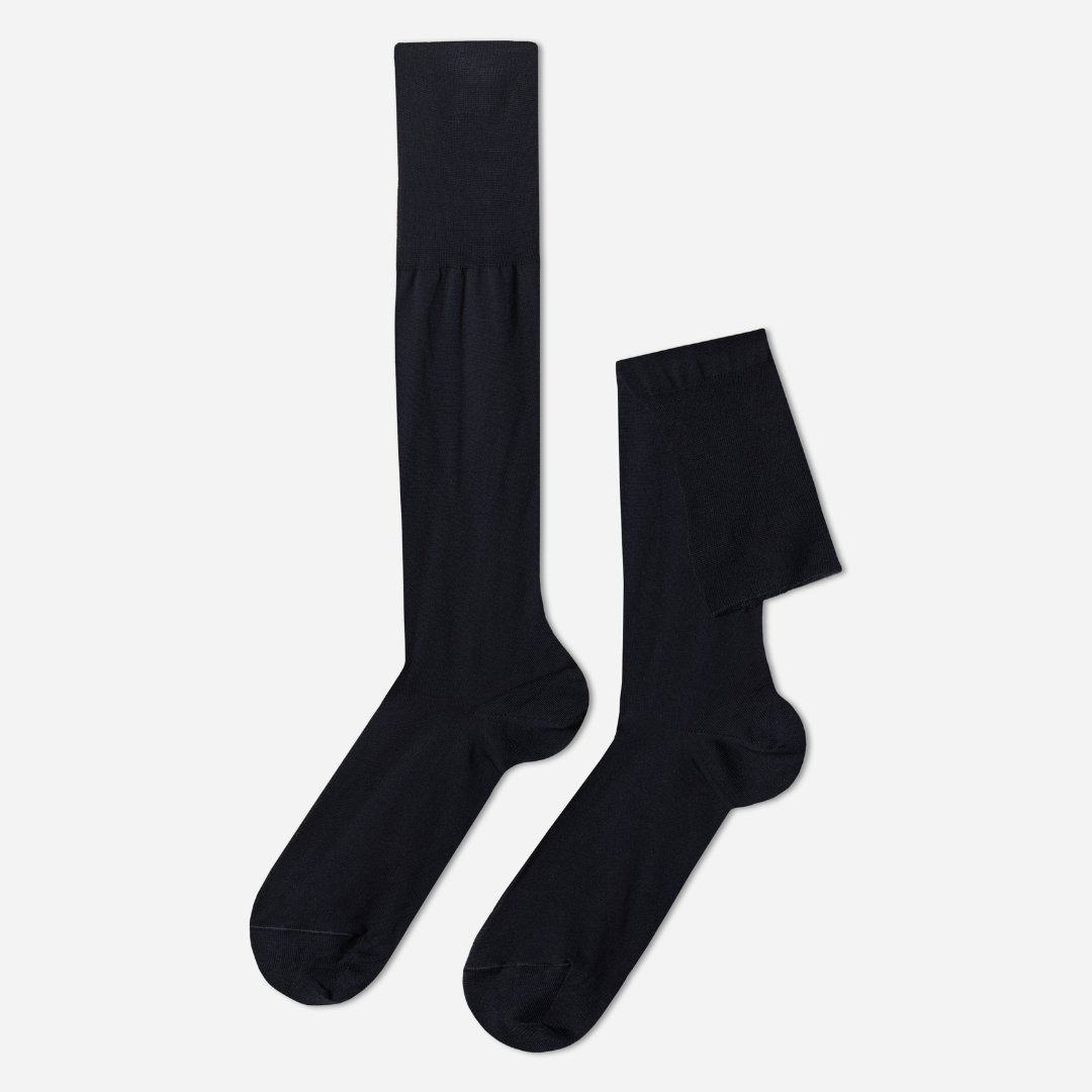 Calza in cotone leggero filo di scozia - Blu