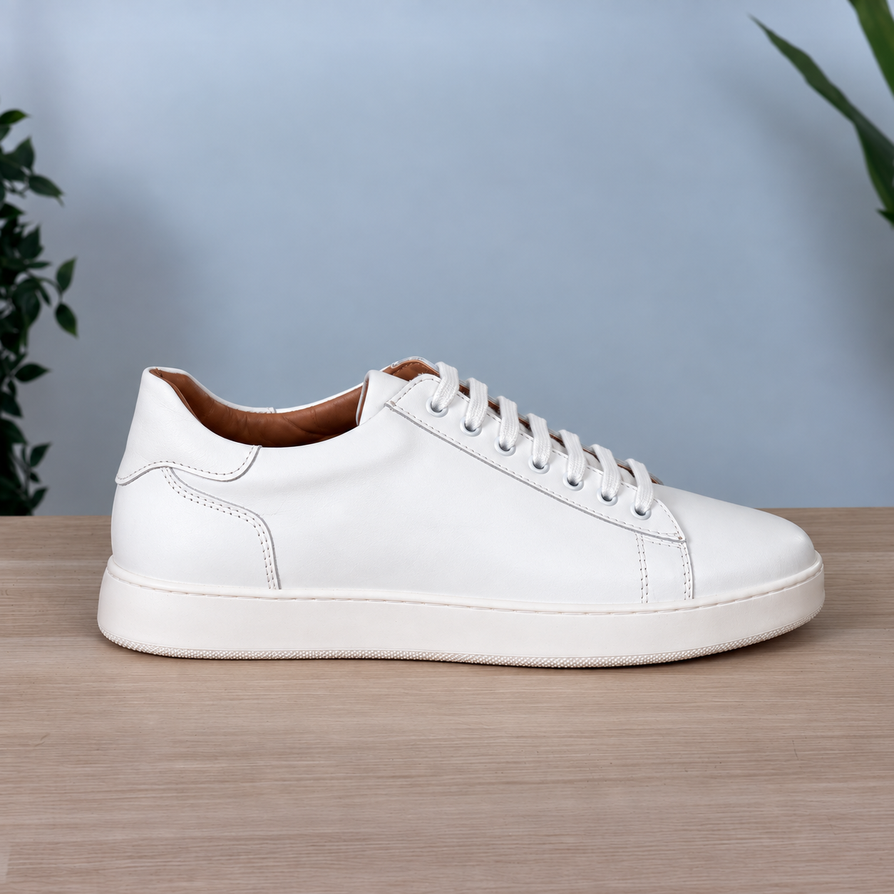 Sneakers in pelle suola bassa - Bianco