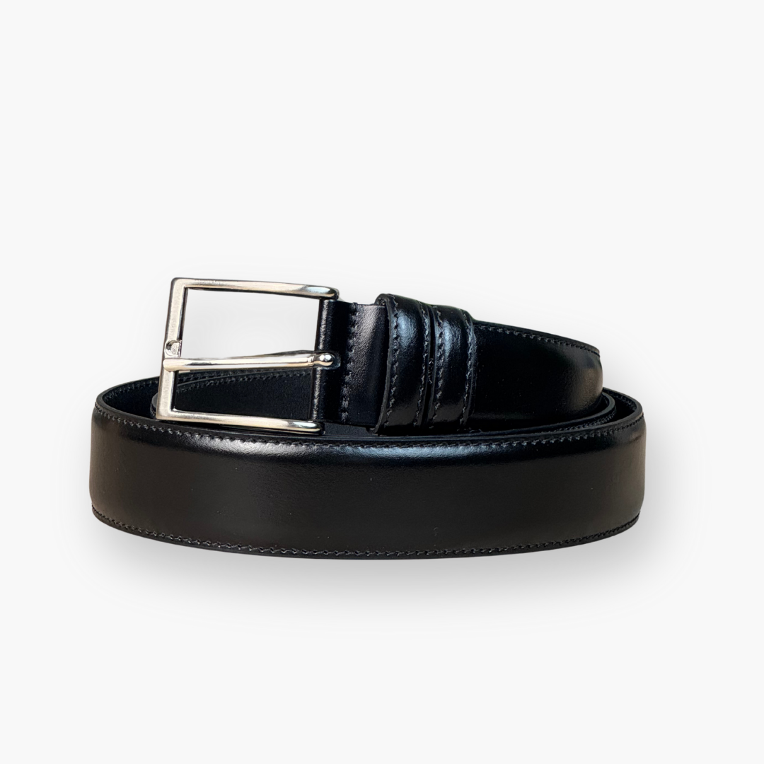 Cintura classica in pelle liscia di vitello - Nero