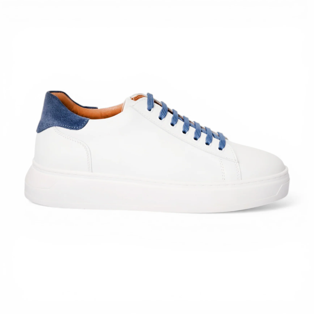 Sneakers in pelle bicolore - Bianco/Jeans