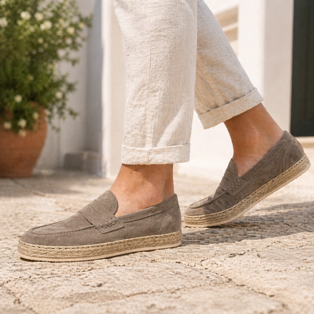 Espadrillas con bendina in camoscio - Tortora