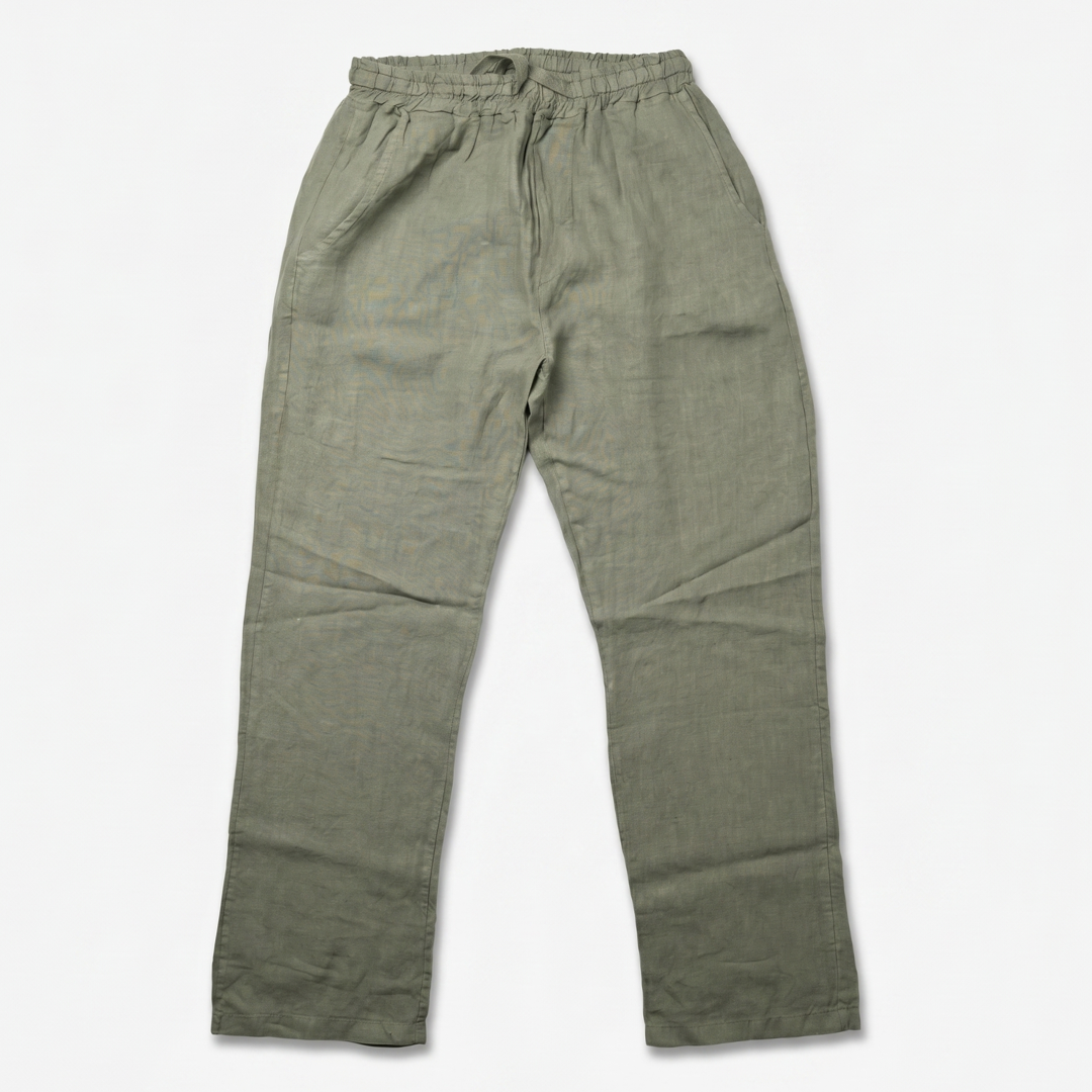 Pantalone in 100% lino  - Militare