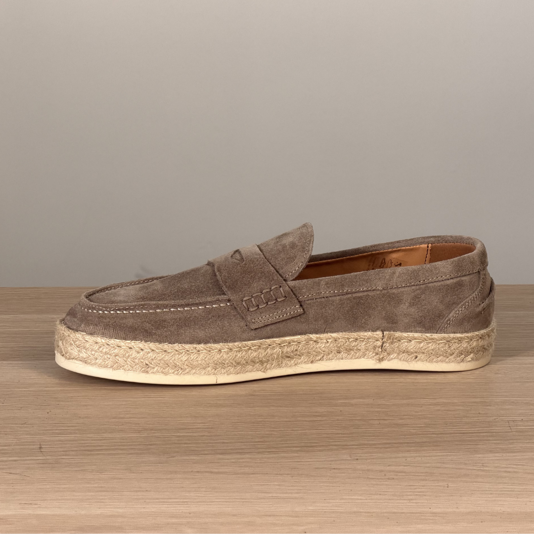 Espadrillas con bendina in camoscio - Tortora