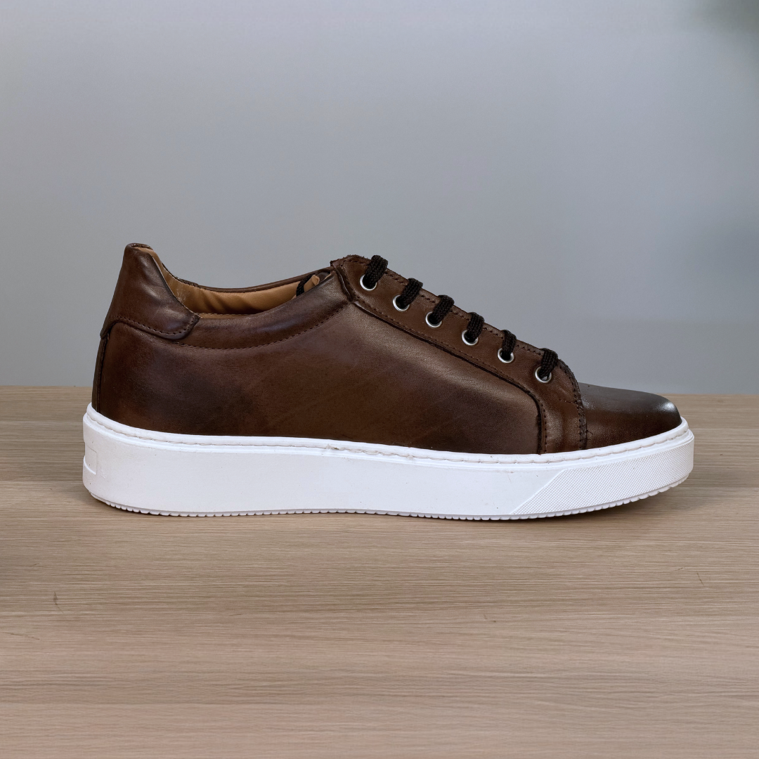Sneakers in pelle di vitello - Testa di moro