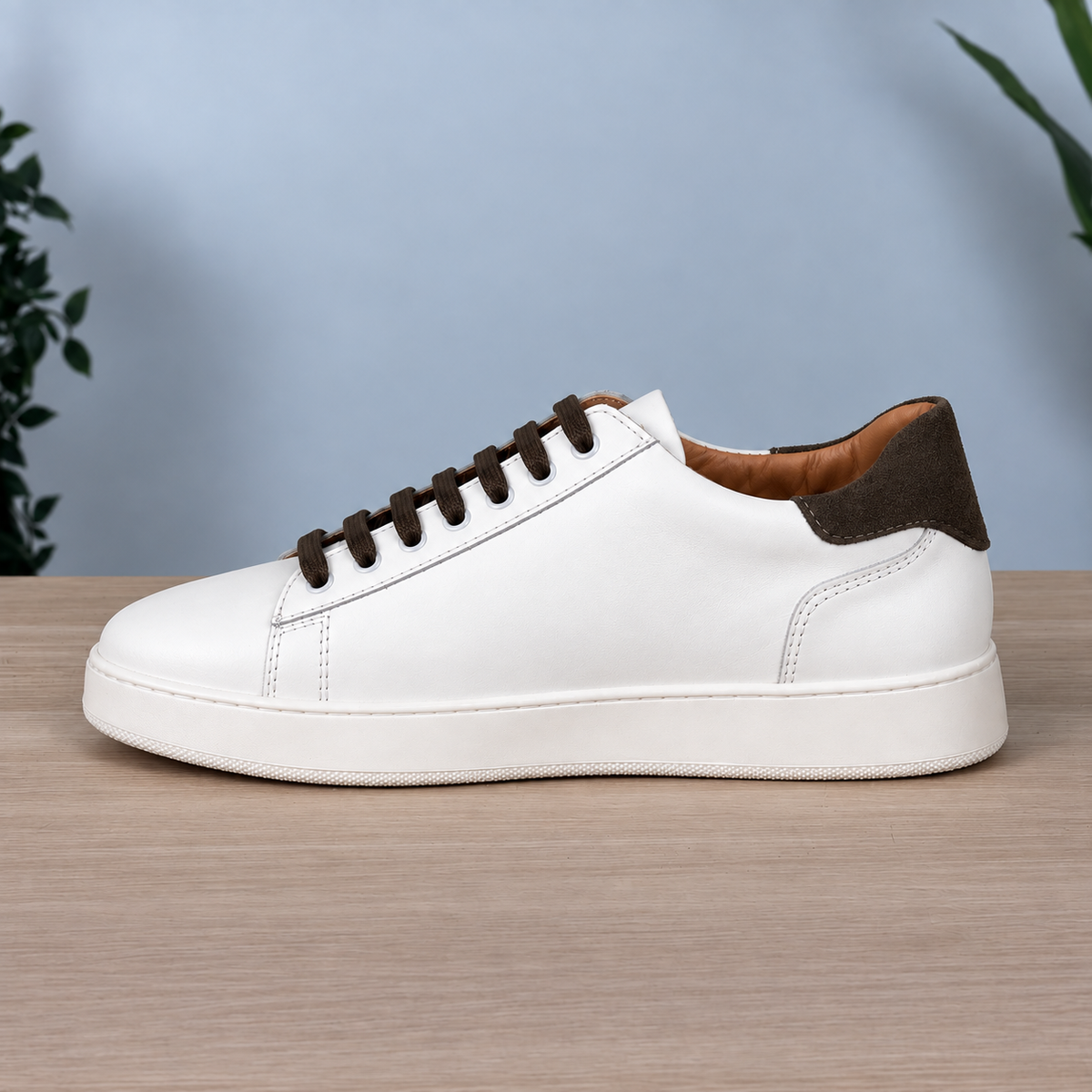 Sneakers in pelle bicolore suola bassa - Bianco/Verde