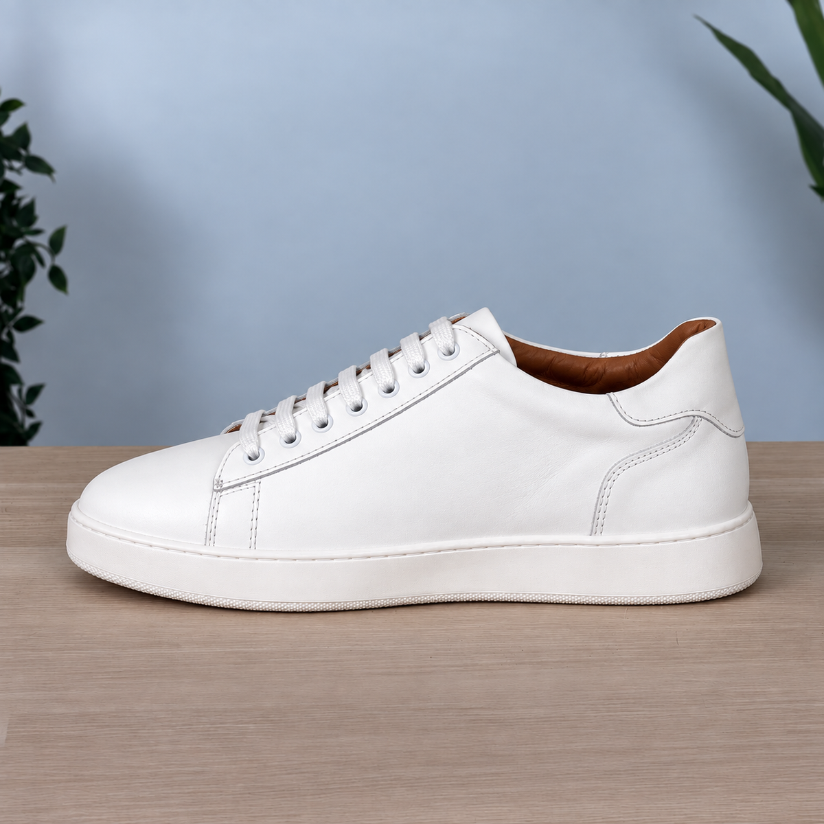 Sneakers in pelle suola bassa - Bianco