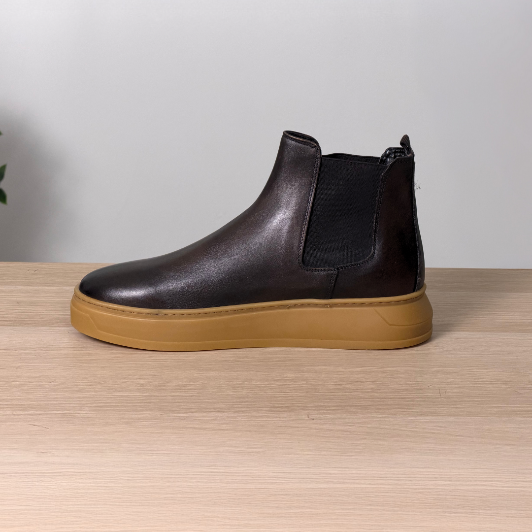 Stivaletto Chelsea suola sagomata in pelle di vitello - Testa di moro