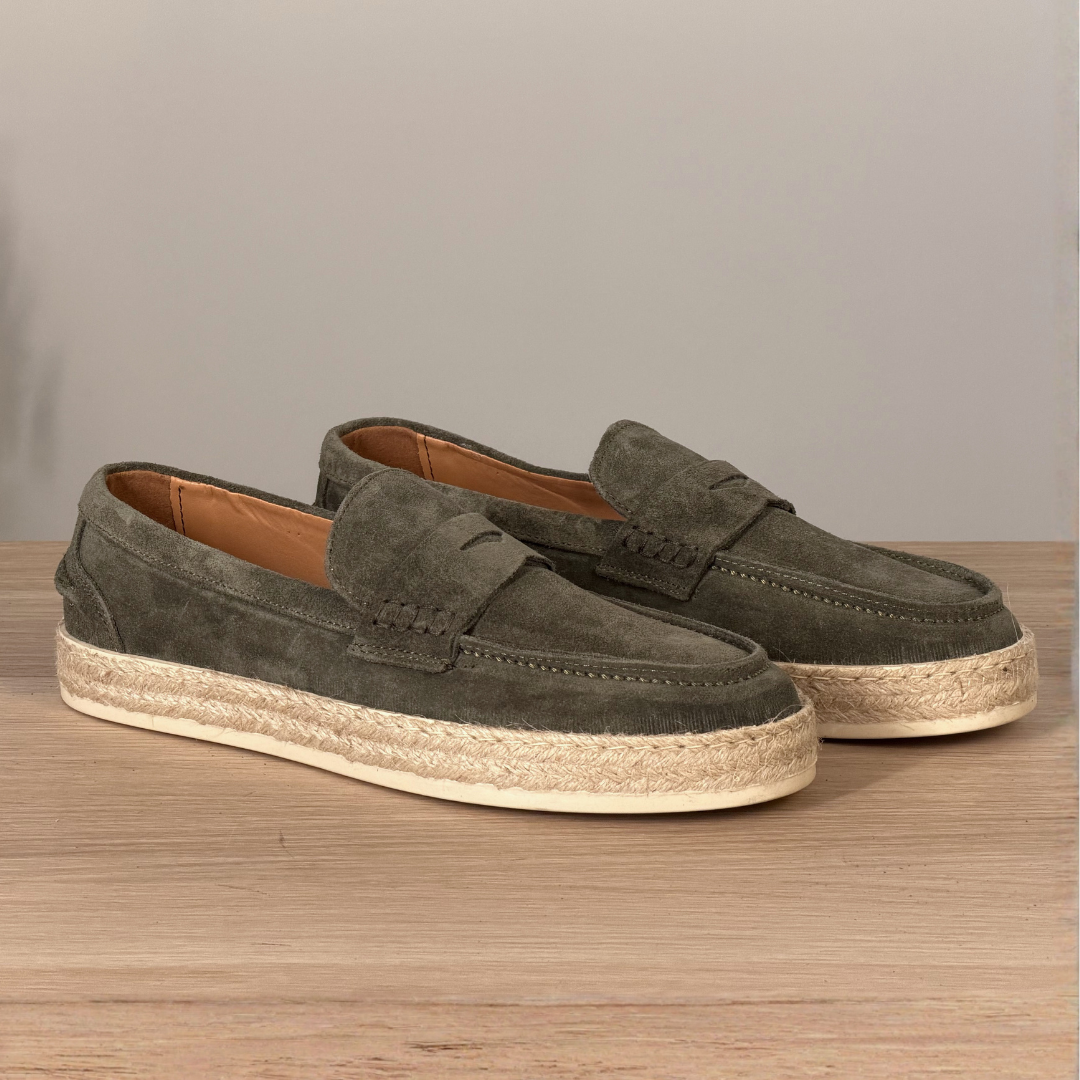 Espadrillas con bendina in camoscio - Verde