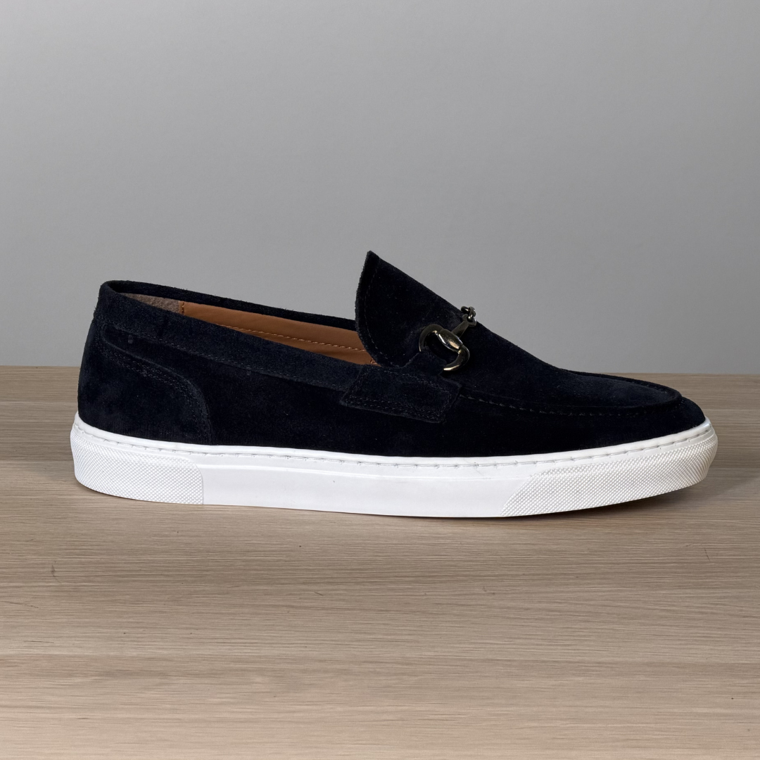 Mocassino con morso di cavallo - Camoscio blu