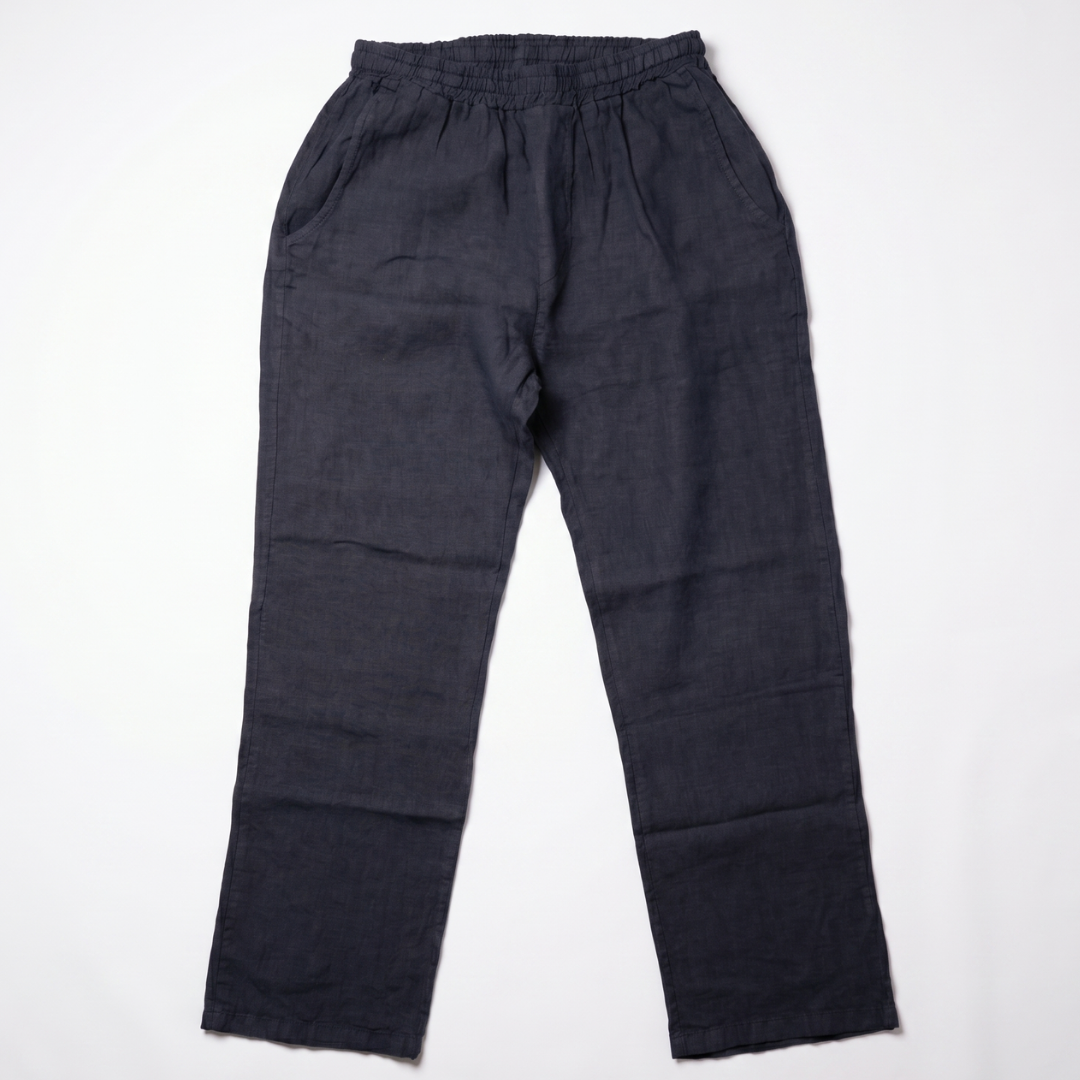 Pantalone in 100% lino  - Blu Marino