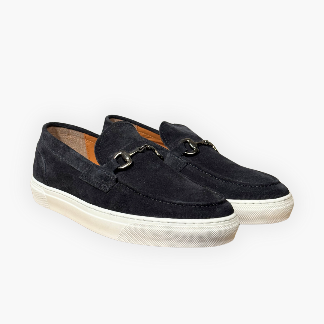 Mocassino con morso di cavallo - Camoscio blu