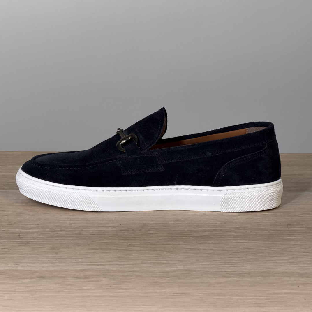 Mocassino con morso di cavallo - Camoscio blu