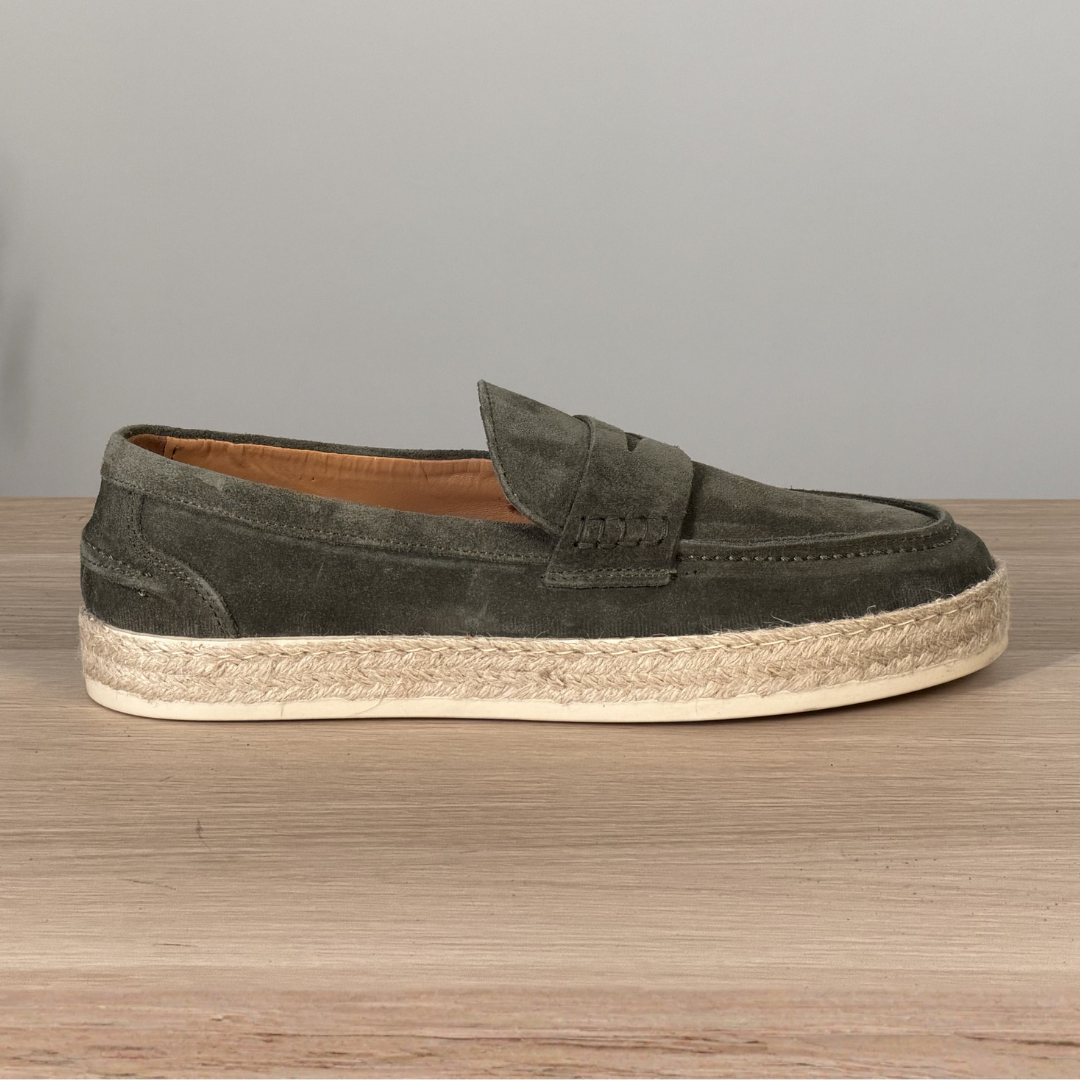 Espadrillas con bendina in camoscio - Verde