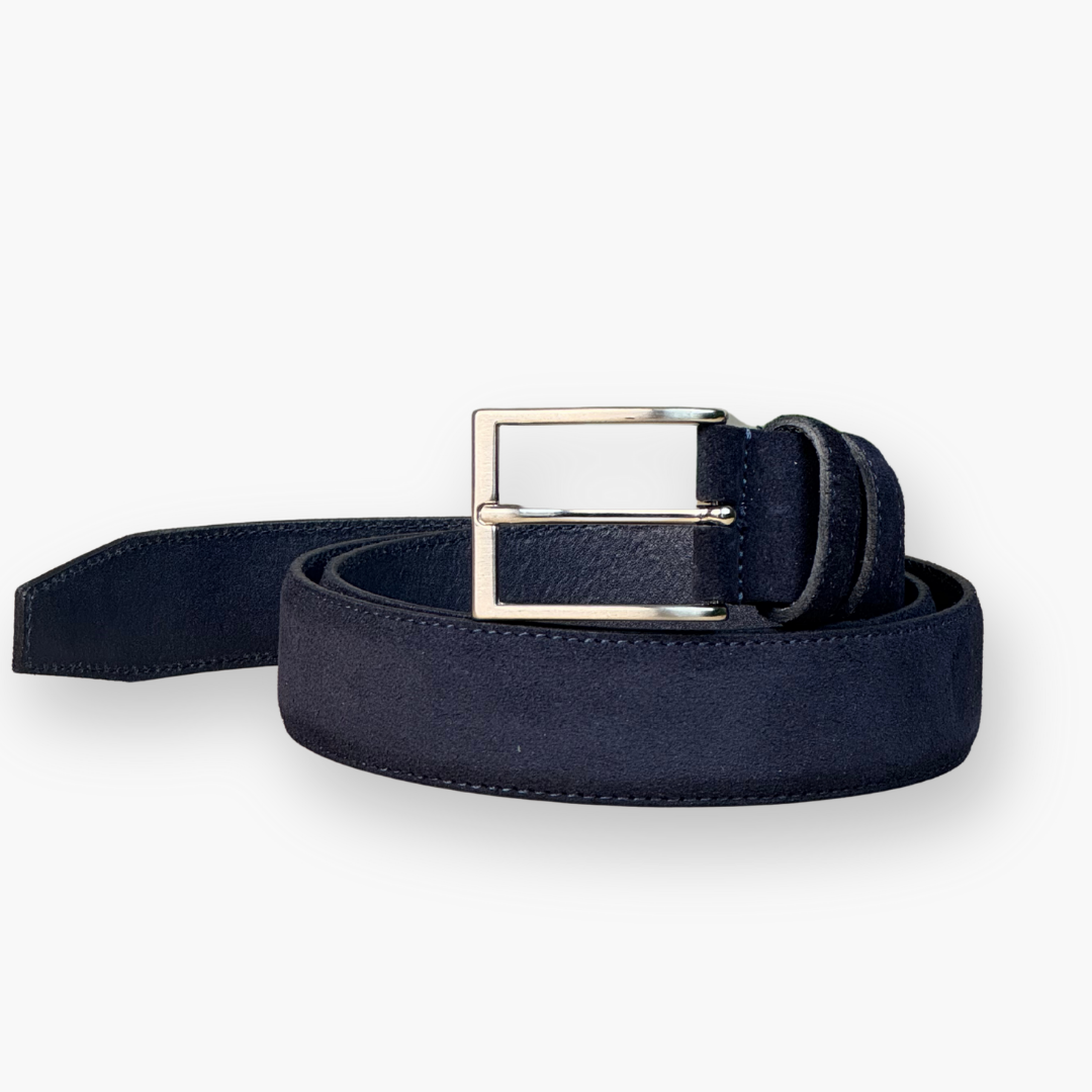 Cintura classica in pelle scamosciata - Blu navy