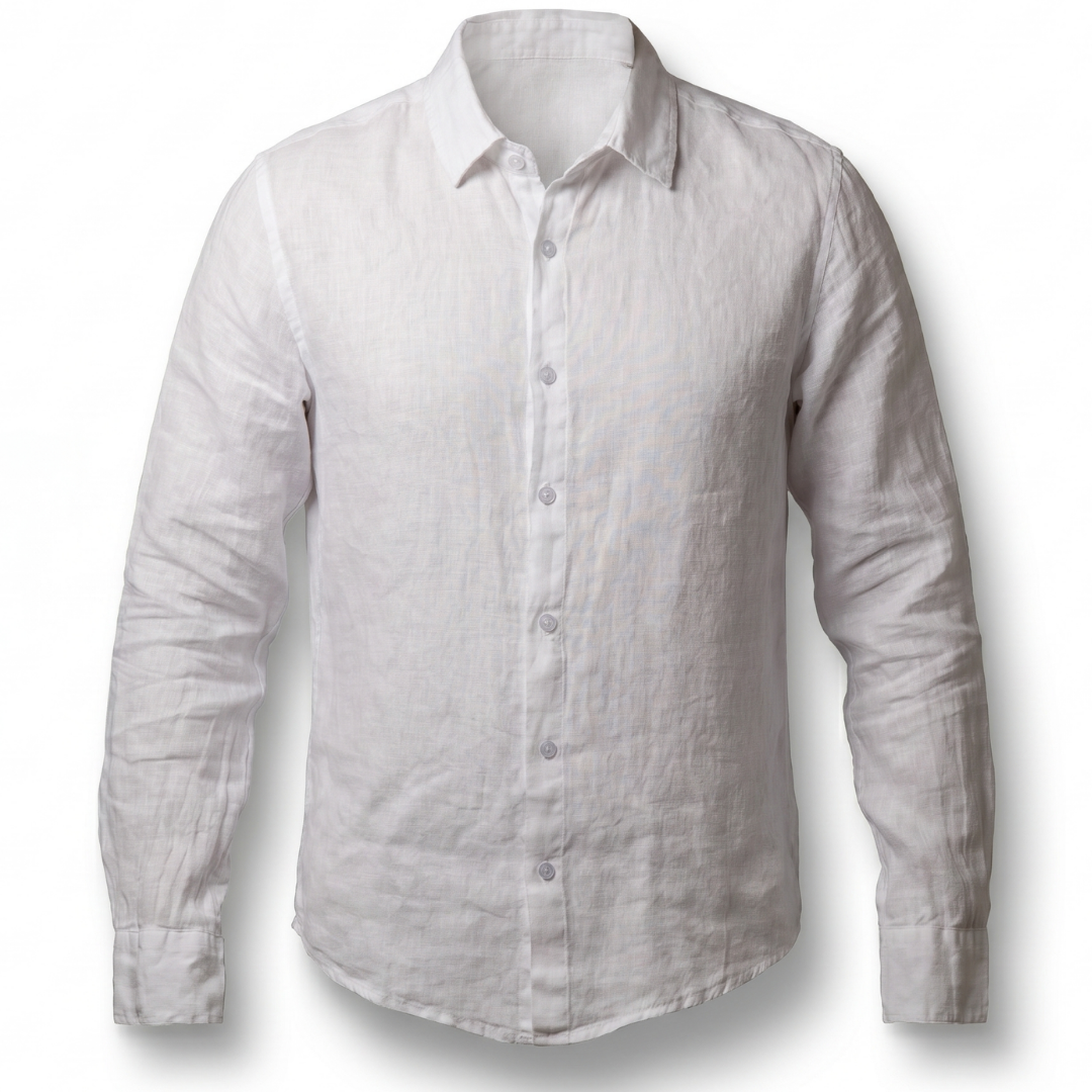 Camicia di lino collo francese - Bianco
