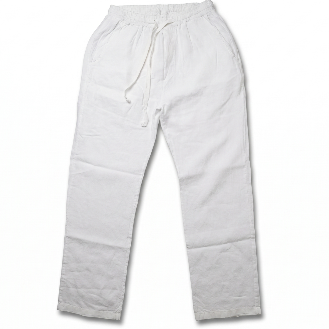 Pantalone in 100% lino  - Bianco