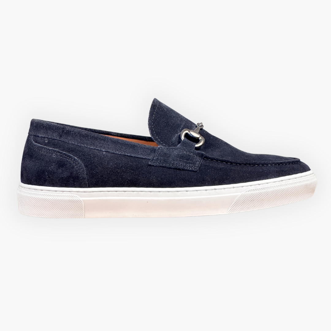 Mocassino con morso di cavallo - Camoscio blu