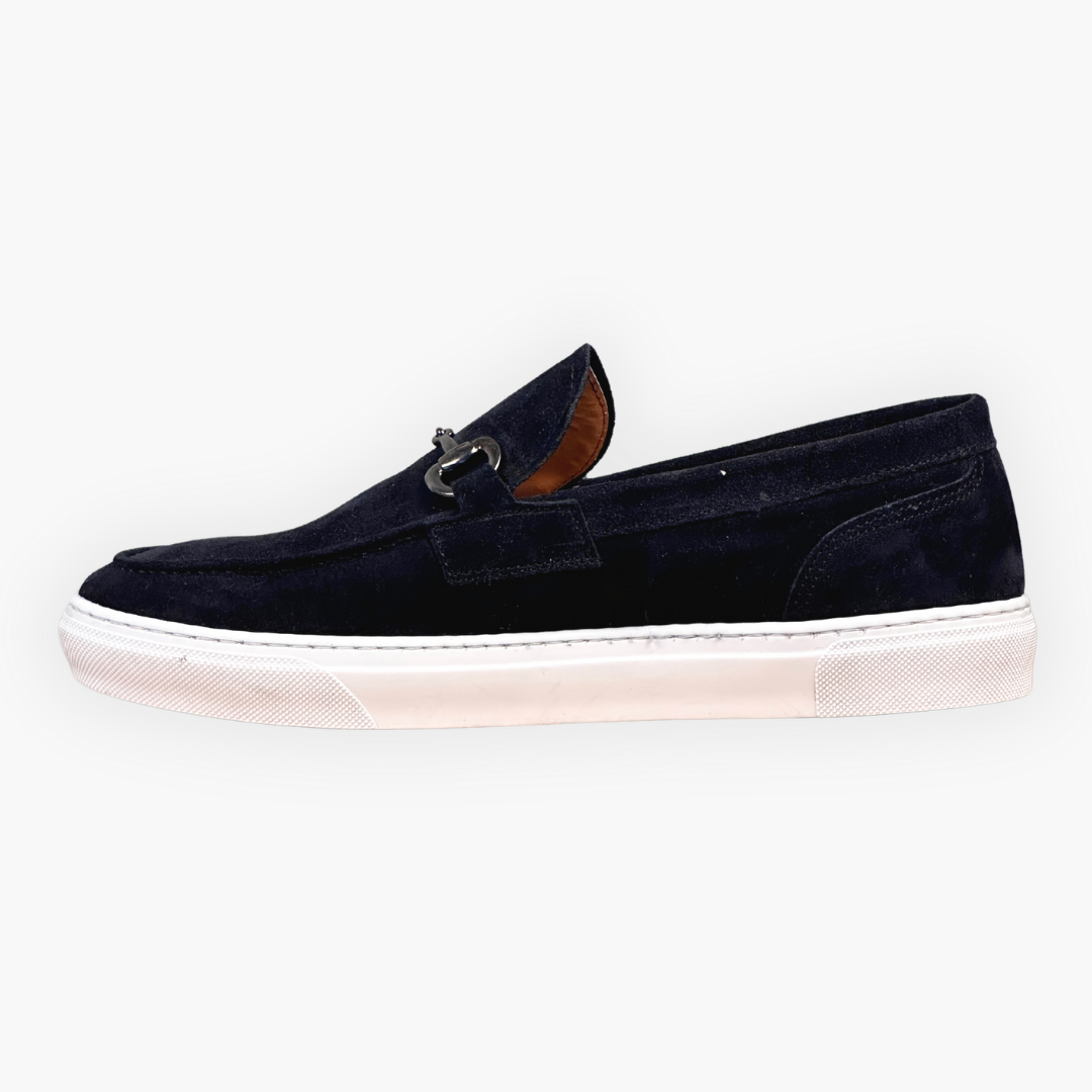 Mocassino con morso di cavallo - Camoscio blu