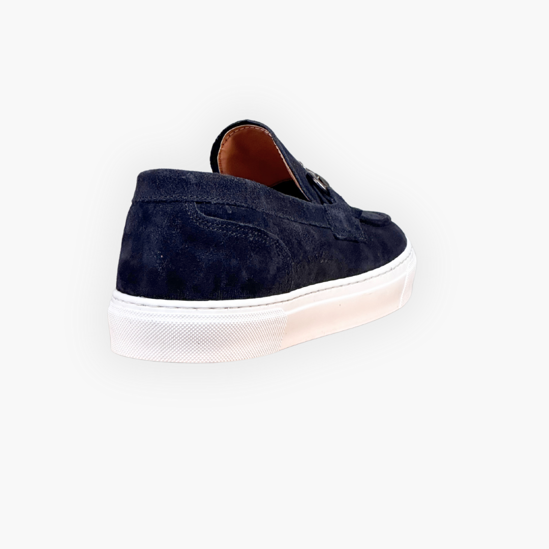 Mocassino con morso di cavallo - Camoscio blu