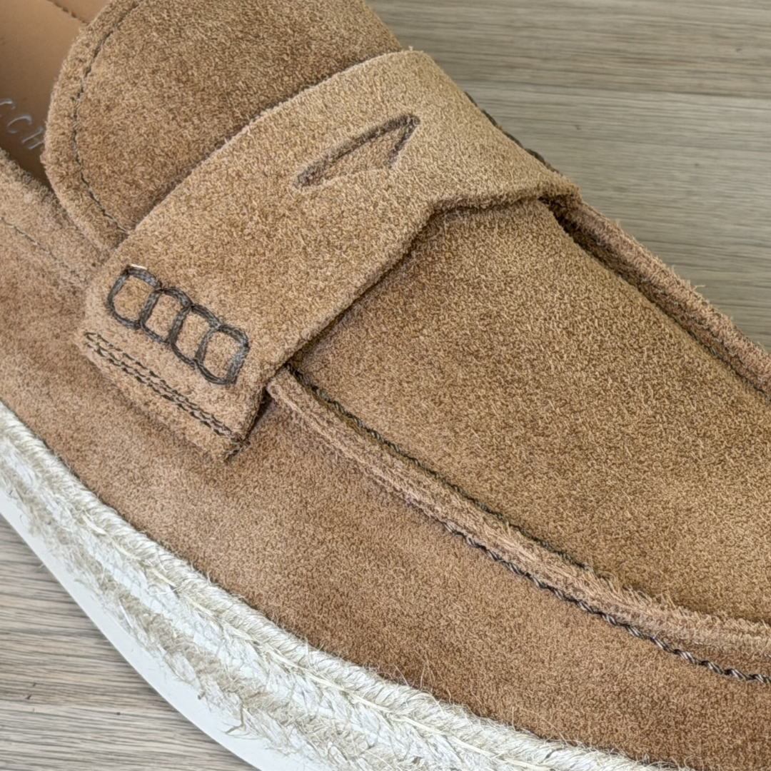 Espadrillas con bendina in camoscio - Cuoio