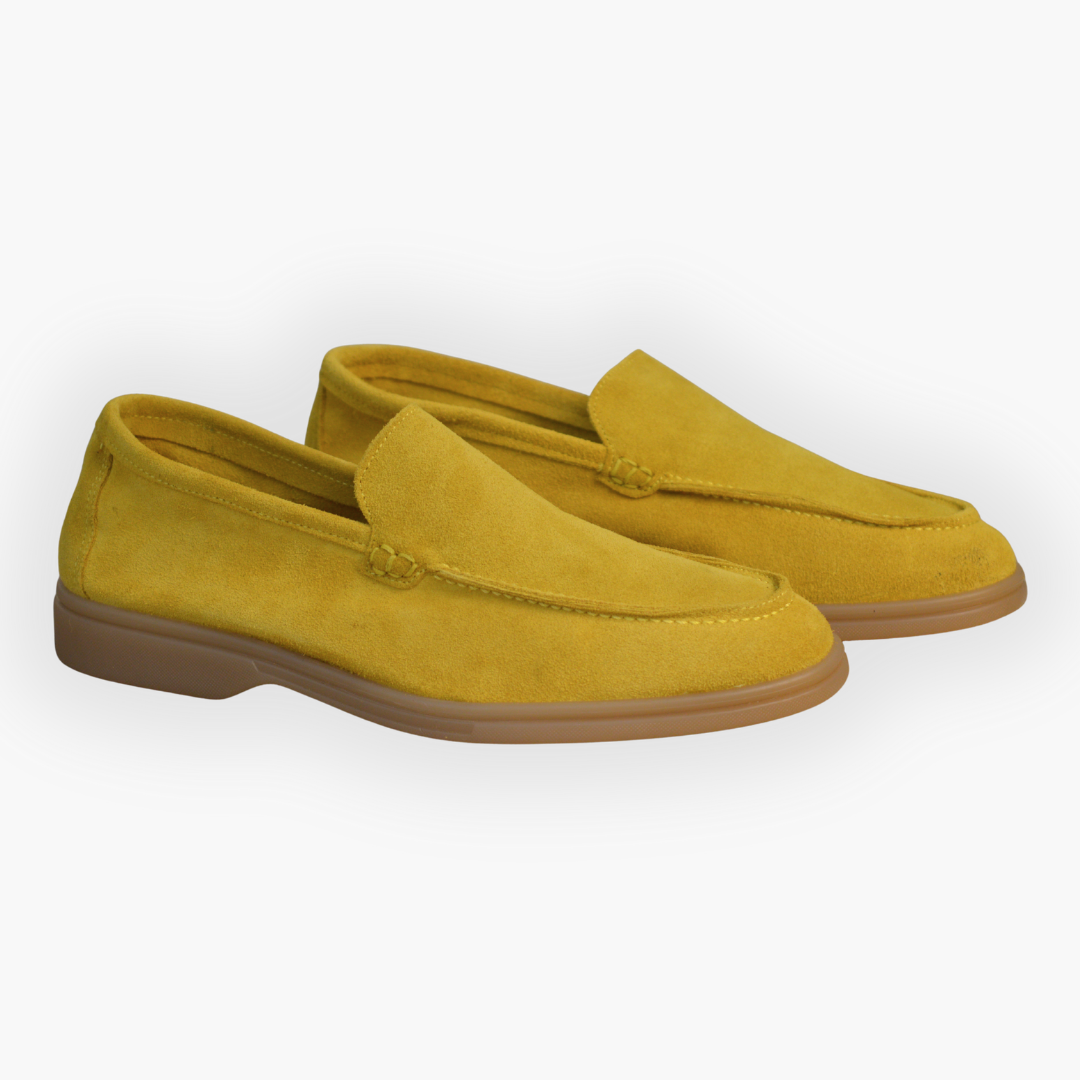 Mocassino con suola bassa in gomma - Camoscio Ocra