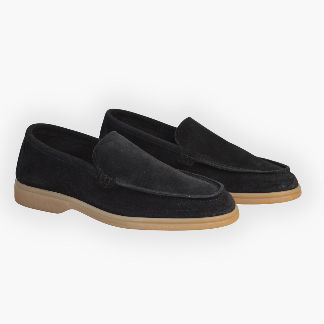 Mocassino con suola bassa in gomma - Camoscio Blu