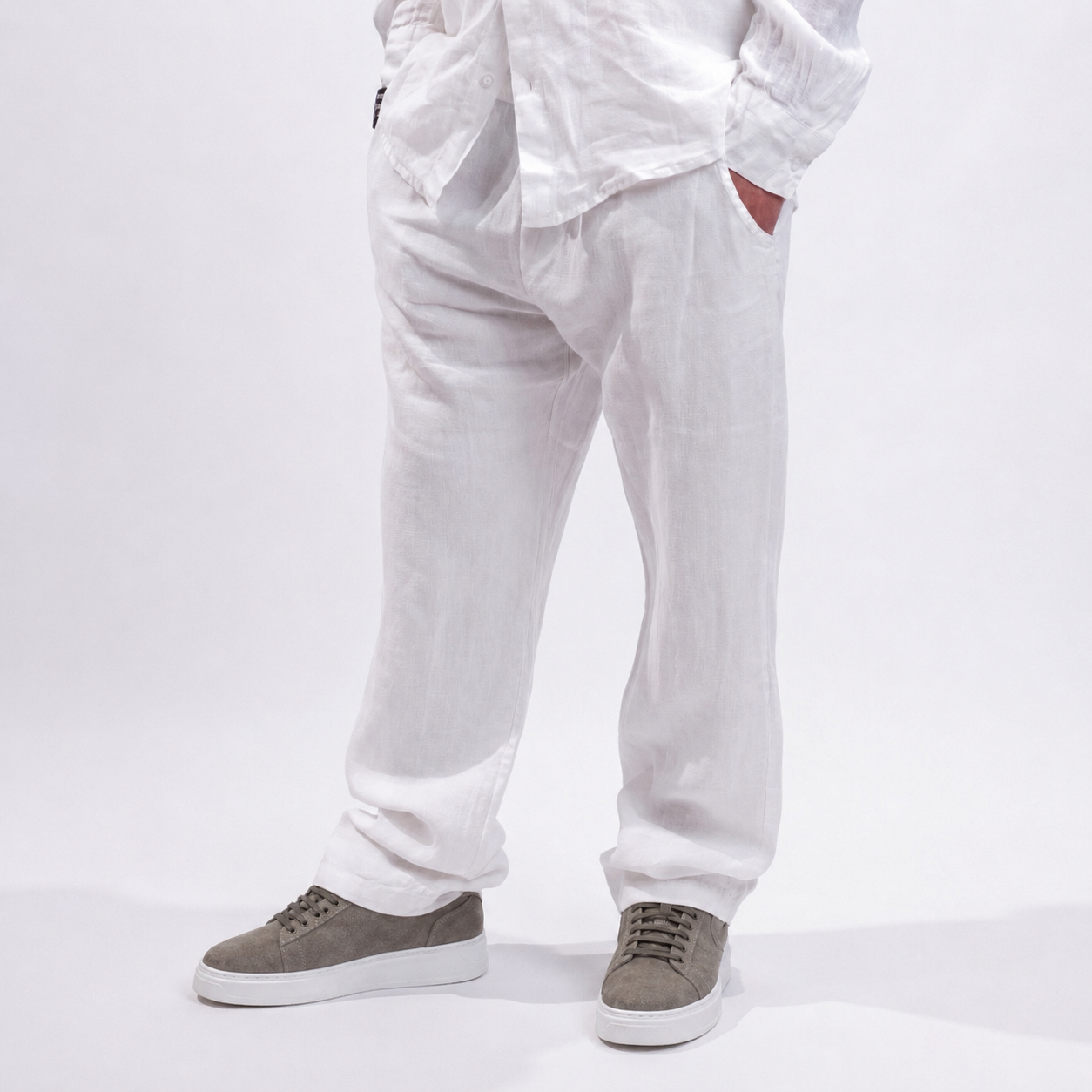 Pantalone in 100% lino  - Bianco