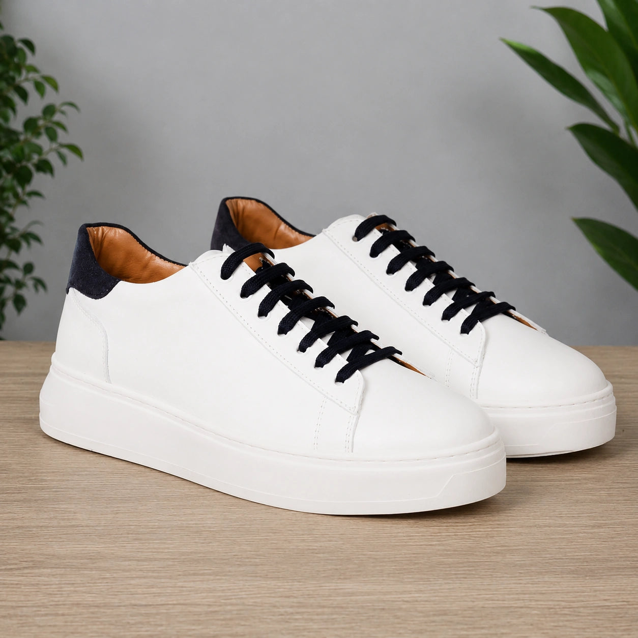 Sneakers in pelle bicolore - Bianco/Blu